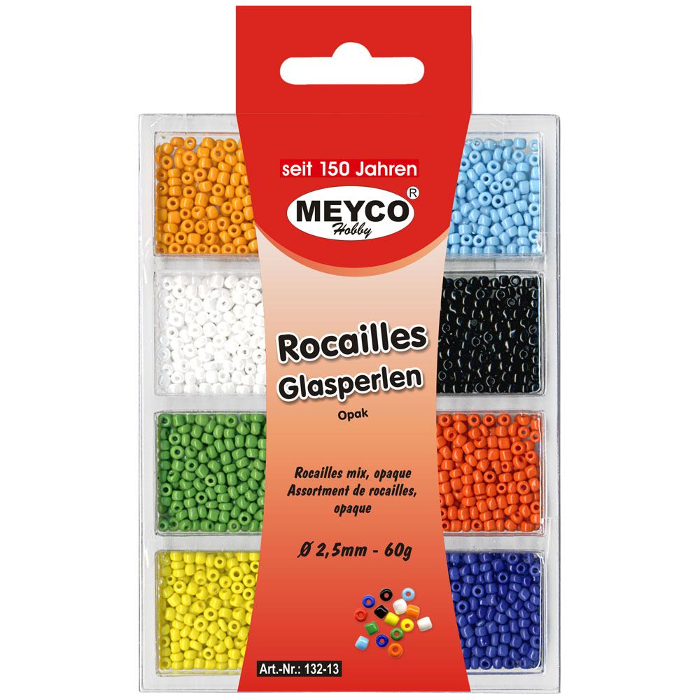 Accesorii creatie, margele de nisip/sticla, Ø 2.5mm, 60g, opace, diferite culori, Meyco