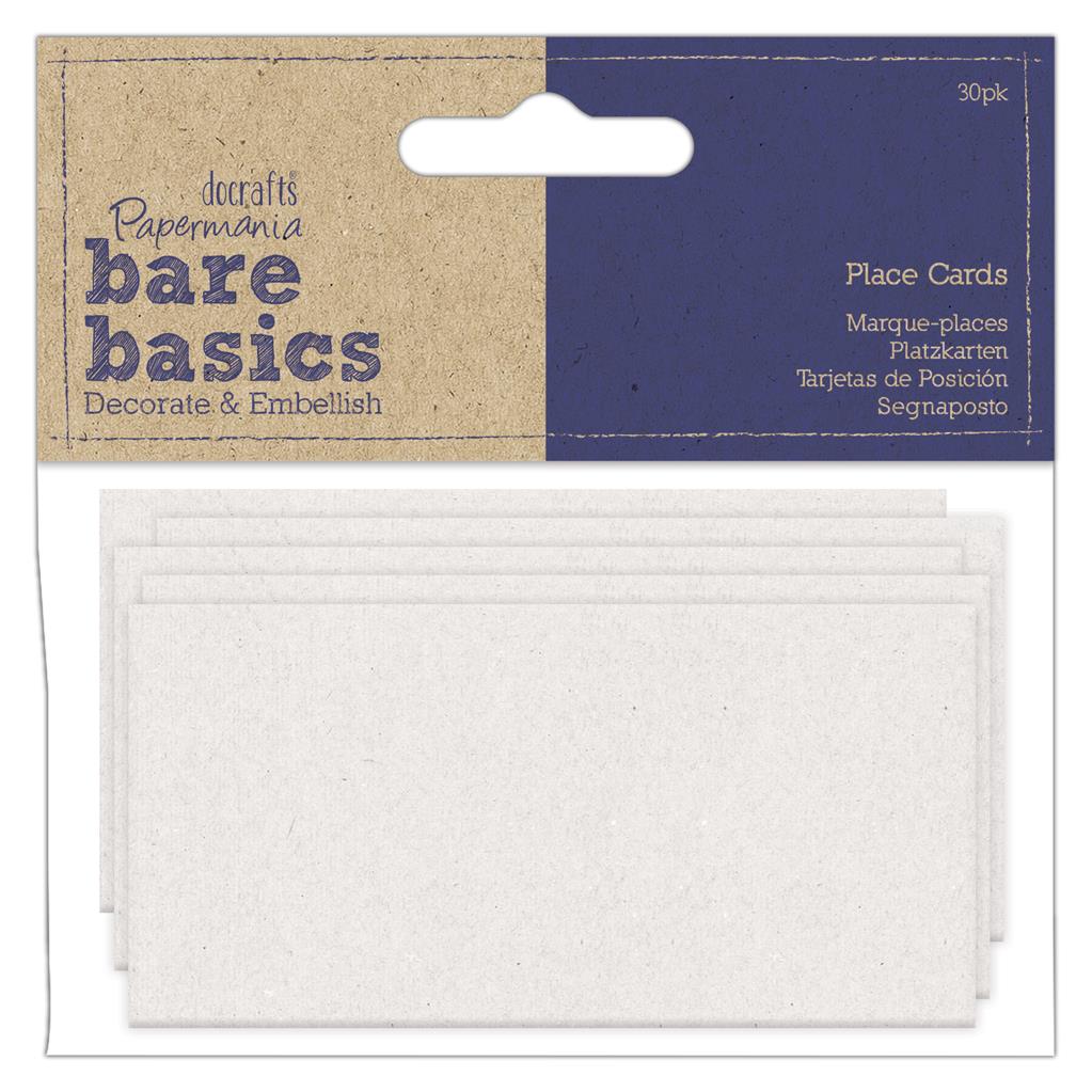 Carduri de asezare la masa, 30 buc/set, carton alb, Bare Basics Papermania