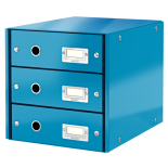 Suport documente A4, 3 sertare, carton laminat, albastru, Leitz Click&Store