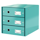 Suport documente A4, 3 sertare, carton laminat, turcoaz, Leitz Click&Store