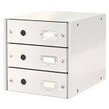 Suport documente A4, 3 sertare, carton laminat, alb, Leitz Click&Store