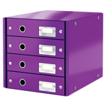 Suport documente A4, 4 sertare, carton laminat, mov, Leitz Click&Store