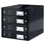 Suport documente A4, 4 sertare, carton laminat, negru, Leitz Click&Store
