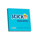 Notes autoadeziv, 76x76mm, 100 file/set, albastru neon, Stick'n