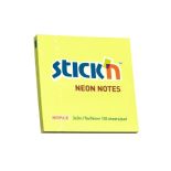 Notes autoadeziv, 76x76mm, 100 file/set, galben neon, Stick'n