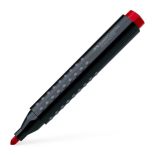 Marker permanent, varf rotund 4.0mm, rosu, Faber-Castell 1504 Grip