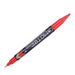 Marker pentru CD/DVD, doua capete, varf rotund 0.5/1.0mm, rosu, Deli