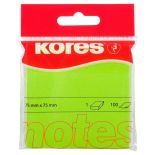 Notes autoadeziv, 75x75mm, 100 file/set, verde neon, Kores