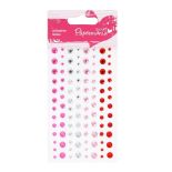 Strasuri/pietre adezive, diferite dimensiuni, 104 buc/set, red hot, Papermania