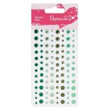 Strasuri/pietre adezive, diferite dimensiuni, 104 buc/set, verde, Papermania