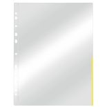 Folii de protectie A4, deschidere in L, cristal, 105 microni, 100 buc/set, margine galbena, Esselte
