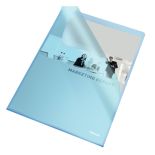 Mapa plastic A4, deschidere in L, 105 microni, 25 buc/set, albastru transparent, Esselte
