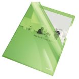 Mapa plastic A4, deschidere in L, 150 microni, 25 buc/set, verde transparent, Esselte