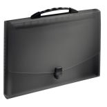 Mapa plastic A4, tip proiect, cu maner, 12 compartimente, negru, Esselte Vivida