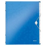Mapa plastic A4, cu elastic, 12 separatoare, albastru metalizat, Leitz WOW