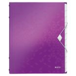 Mapa plastic A4, cu elastic, 12 separatoare, mov metalizat, Leitz WOW