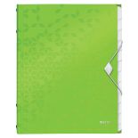 Mapa plastic A4, cu elastic, 12 separatoare, verde metalizat, Leitz WOW