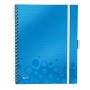 Caiete si blocnotesuri - Caiet cu spira A4, 80 file, coperta PP, dictando, albastru metalizat, Leitz WOW Be Mobile thumbnail