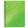 Caiete si blocnotesuri - Caiet cu spira A5, 80 file, coperta PP, dictando, verde metalizat, Leitz WOW thumbnail