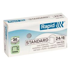 Capse, 20 coli, 24/6, 1000 buc/cutie, Rapid Standard
