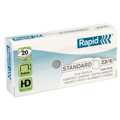 Capse, 20 coli, 23/6, 1000 buc/cutie, Rapid Standard