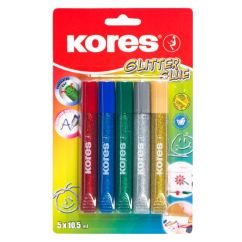 Lipici lichid, 5 culori x 10.5ml, Kores Glitter