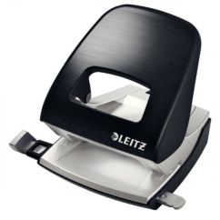 Perforator de birou, 30 coli, metal, negru satin, Leitz 5006
