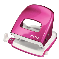 Perforator de birou, 30 coli, metal, roz metalizat, Leitz WOW 5008