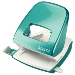 Perforator de birou, 30 coli, metal, turcoaz metalizat, Leitz WOW 5008