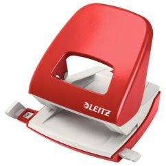 Perforator de birou, 30 coli, metal, rosu deschis, Leitz 5008