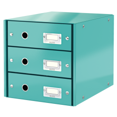 Suport documente A4, 3 sertare, carton laminat, turcoaz, Leitz Click&Store