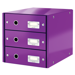 Suport documente A4, 3 sertare, carton laminat, mov, Leitz Click&Store