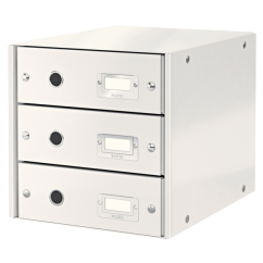 Suport documente A4, 3 sertare, carton laminat, alb, Leitz Click&Store