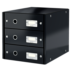 Suport documente A4, 3 sertare, carton laminat, negru, Leitz Click&Store