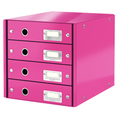 Suport documente A4, 4 sertare, carton laminat, roz, Leitz Click&Store