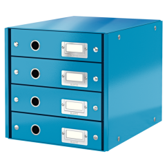 Suport documente A4, 4 sertare, carton laminat, albastru, Leitz Click&Store
