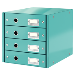 Suport documente A4, 4 sertare, carton laminat, turcoaz, Leitz Click&Store