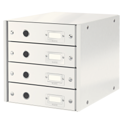 Suport documente A4, 4 sertare, carton laminat, alb, Leitz Click&Store