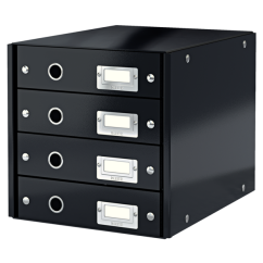 Suport documente A4, 4 sertare, carton laminat, negru, Leitz Click&Store