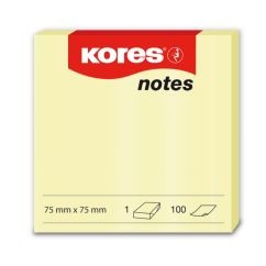 Notes autoadeziv, 75x75mm, 100 file/set, galben pal, Kores