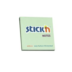 Notes autoadeziv, 76x76mm, 100 file/set, verde pastel, Stick'n