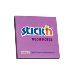 Notes autoadeziv, 76x76mm, 100 file/set, mov neon, Stick'n