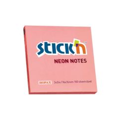 Notes autoadeziv, 76x76mm, 100 file/set, corai neon, Stick'n