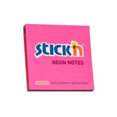 Notes autoadeziv, 76x76mm, 100 file/set, roz neon, Stick'n