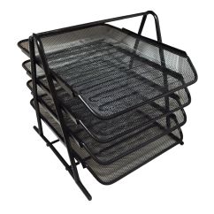 Tavita documente A4, 4 buc/set, plasa metalica, negru, Standard