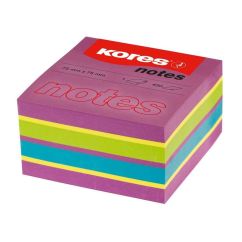 Notes autoadeziv cub, 75x75mm, 450 file/set, 4 culori spring neon, Kores