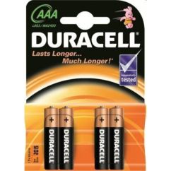 Baterii alcaline AAA (R3), 1.5V, 4 buc/set, Duracell