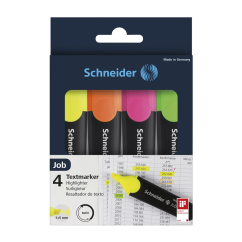 Textmarker, varf tesit 1-5mm, 4 culori/set, Schneider Job