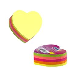 Notes autoadeziv - inima, 64x67mm, 5 culori neon x 50 file/set, Stick'n