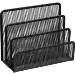 Suport corespondenta, 3 compartimente, plasa metalica, negru, Standard